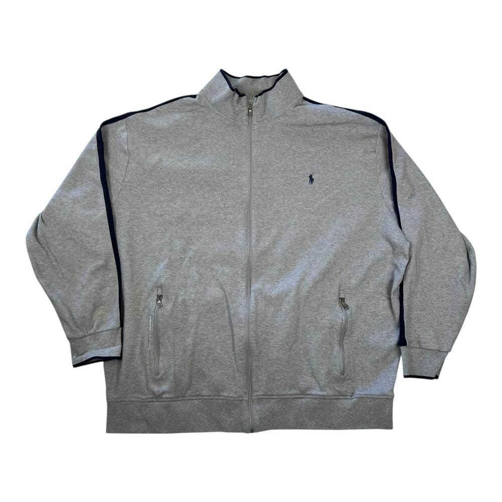 Polo Ralph Lauren Track Jacket Mens 4XLT Gray Full Zip Fleece Big Tall Pony Logo